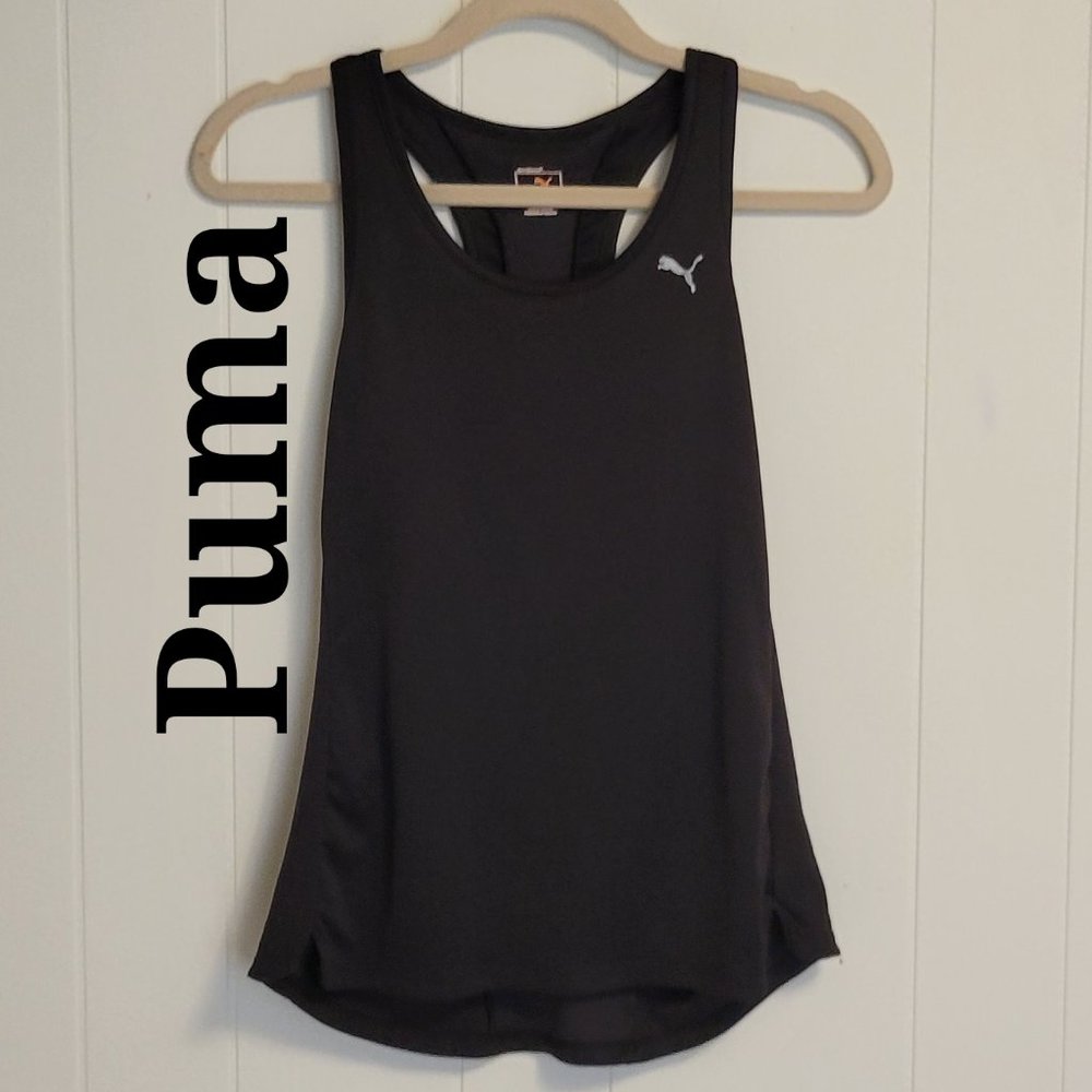 Puma Sports Lifestyle solid black cool cell logo tank top sz: M